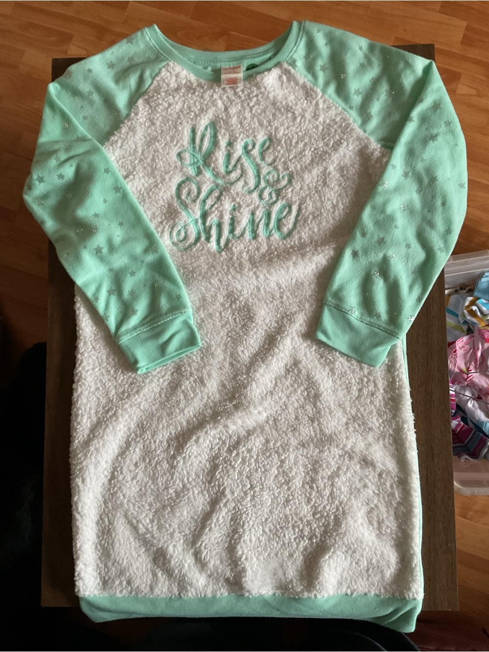 Cat & Jack White and Mint Green 'Rise & Shine' Raglan Pullover